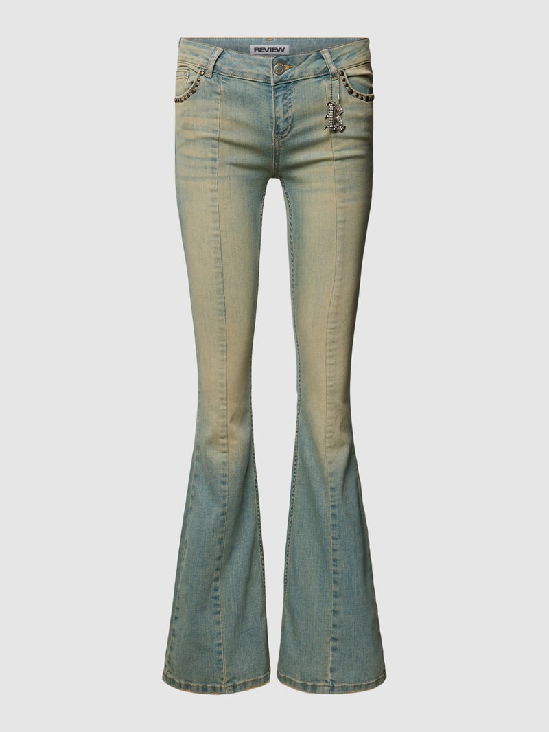 Bootcut Jeans mit Label-Applikation Modell 'FLARED GREENWASH' in petrol