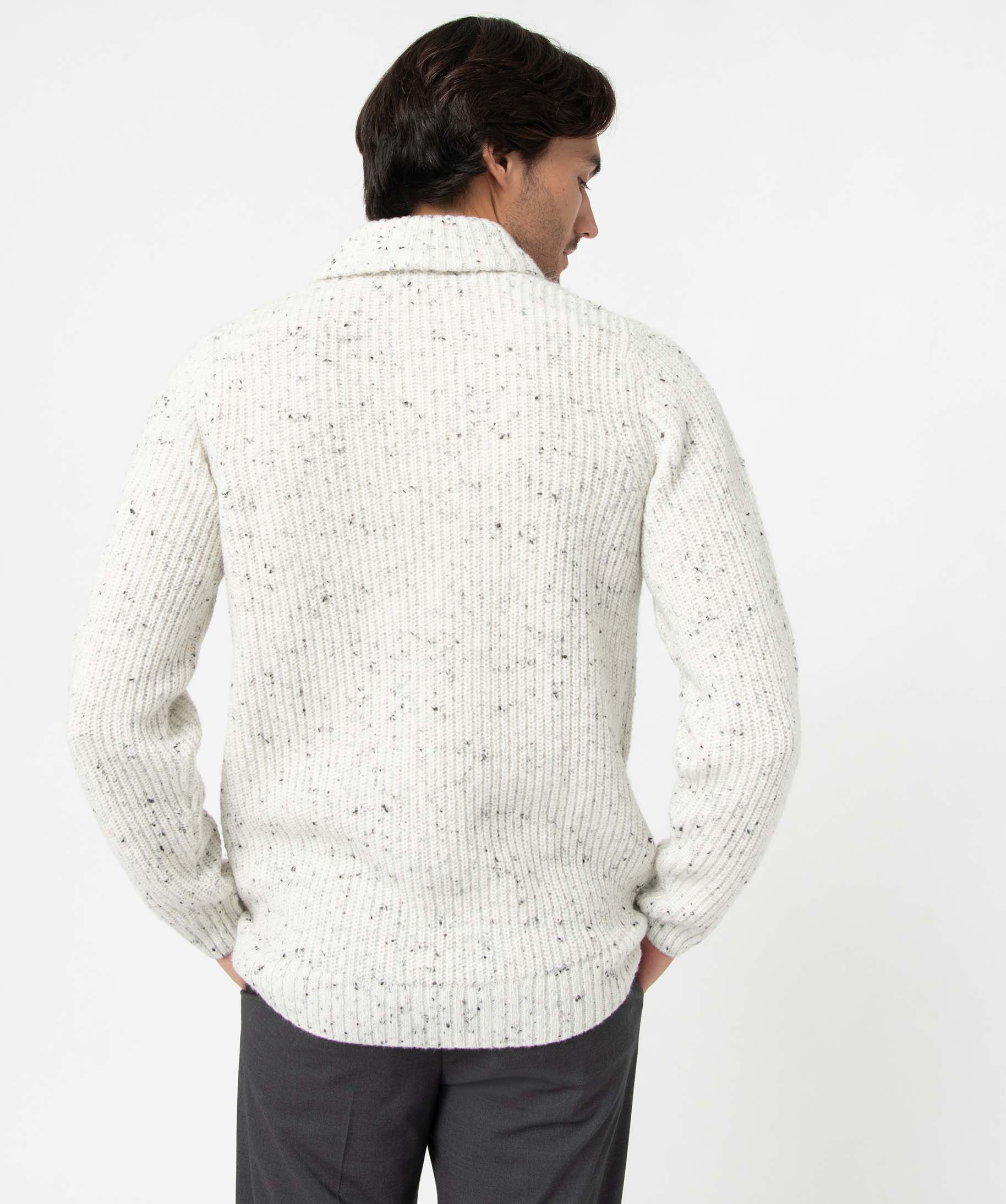 Pull homme à col chale contenant de la laine ecru | GEMO