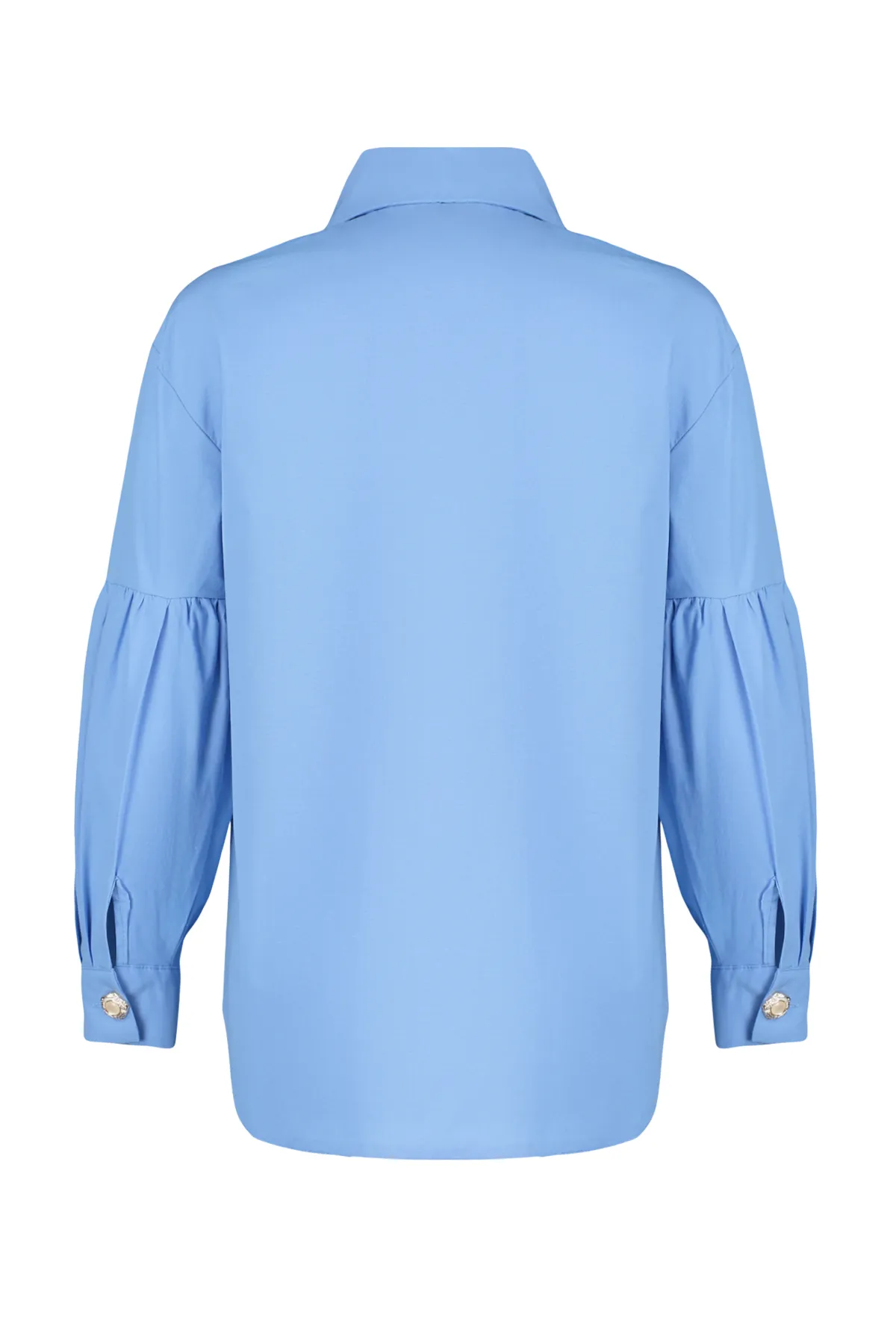 Trendyol Modest  Blaues Baumwoll-Gewebehemd mit Kragen-Accessoire für Babys TCTSS24TG00029
