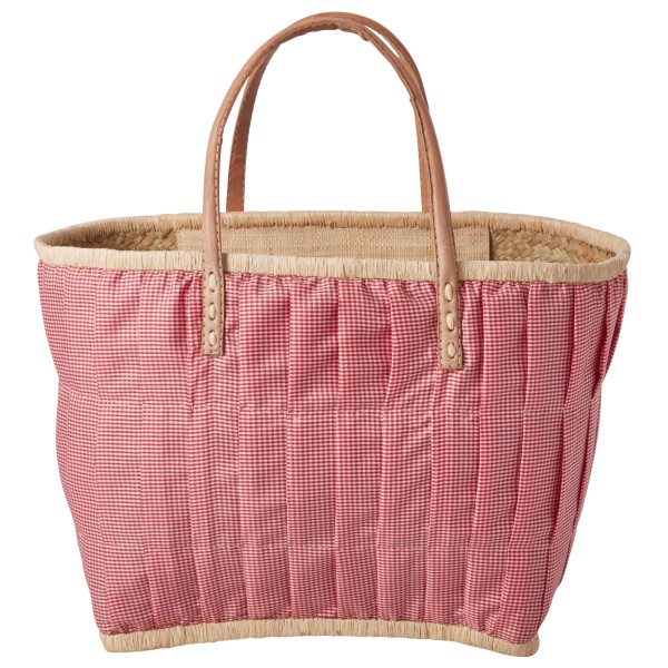 Rice - Fabric Covered Raffia with Leather Handles - Tasche