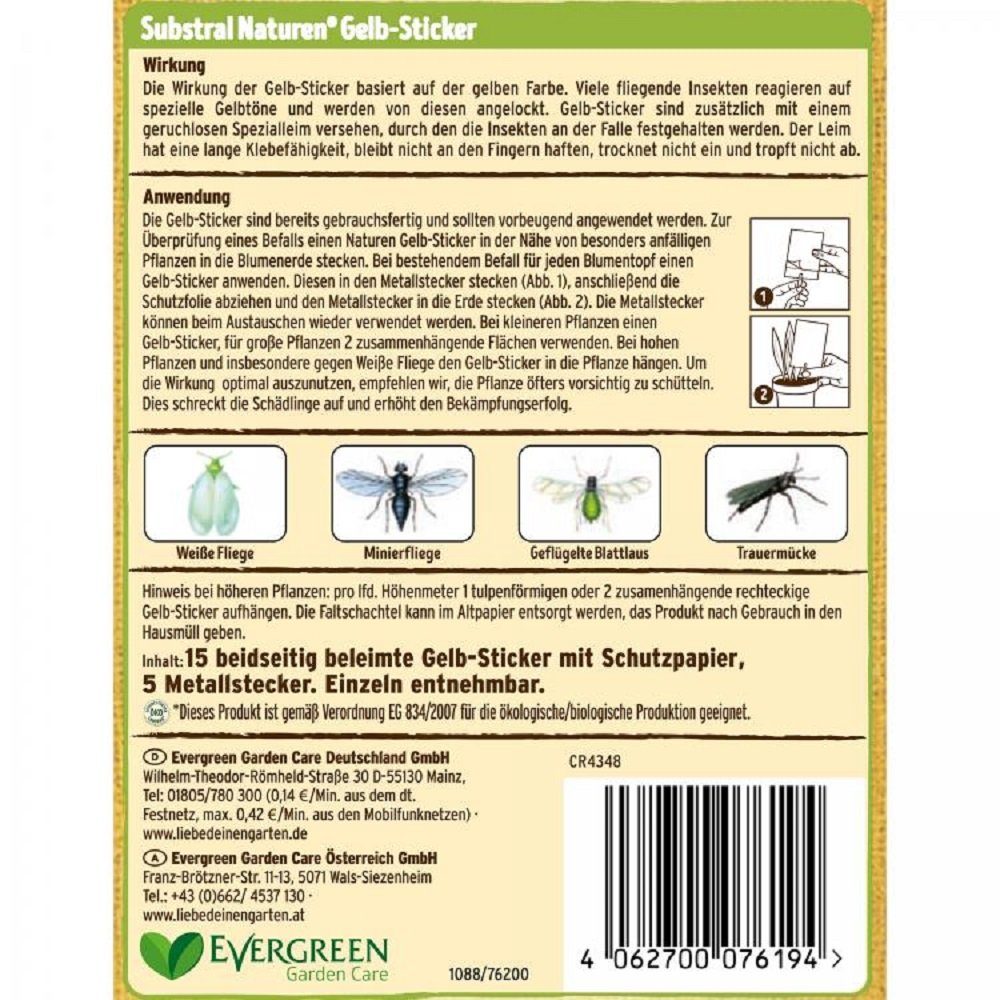 Substral Naturen Klebefalle Substral Naturen Bio Gelbstecker, Gelbsticker, insektizidfreie Leimfal