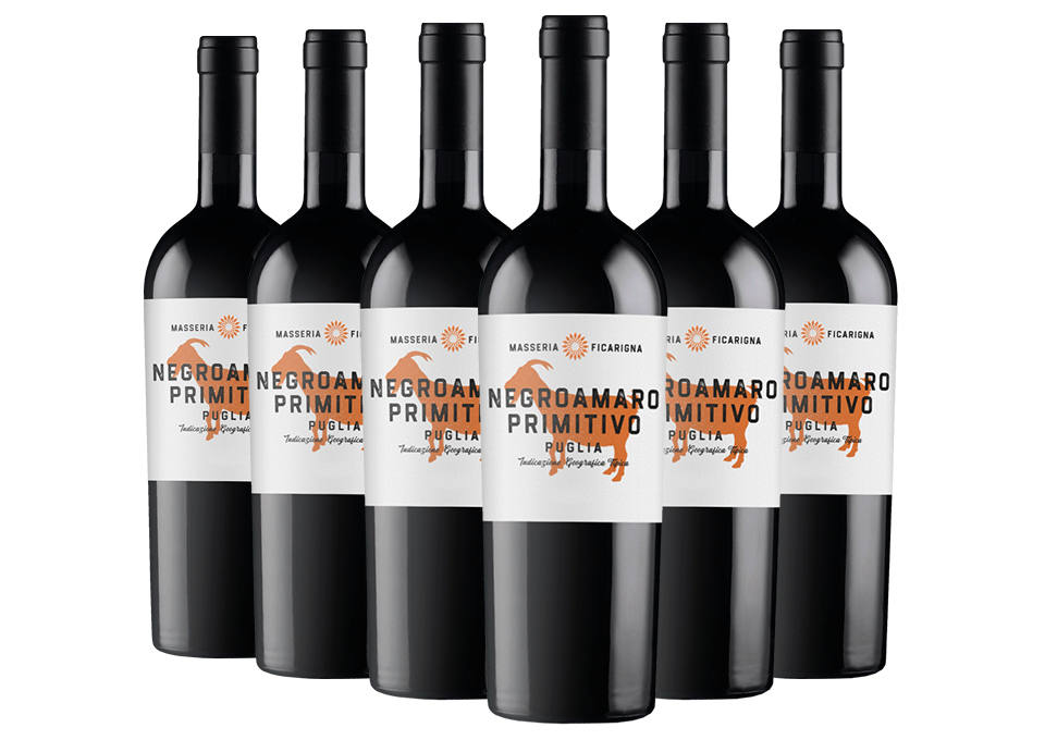 Puglia Negroamaro Primitivo IGT 2017 Masseria Ficarigna 6 bouteilles de 0,75 ℓ