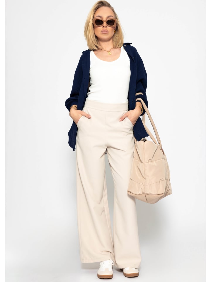 SASSYCLASSY Stoffhose Highwaist in Beige günstig kaufen