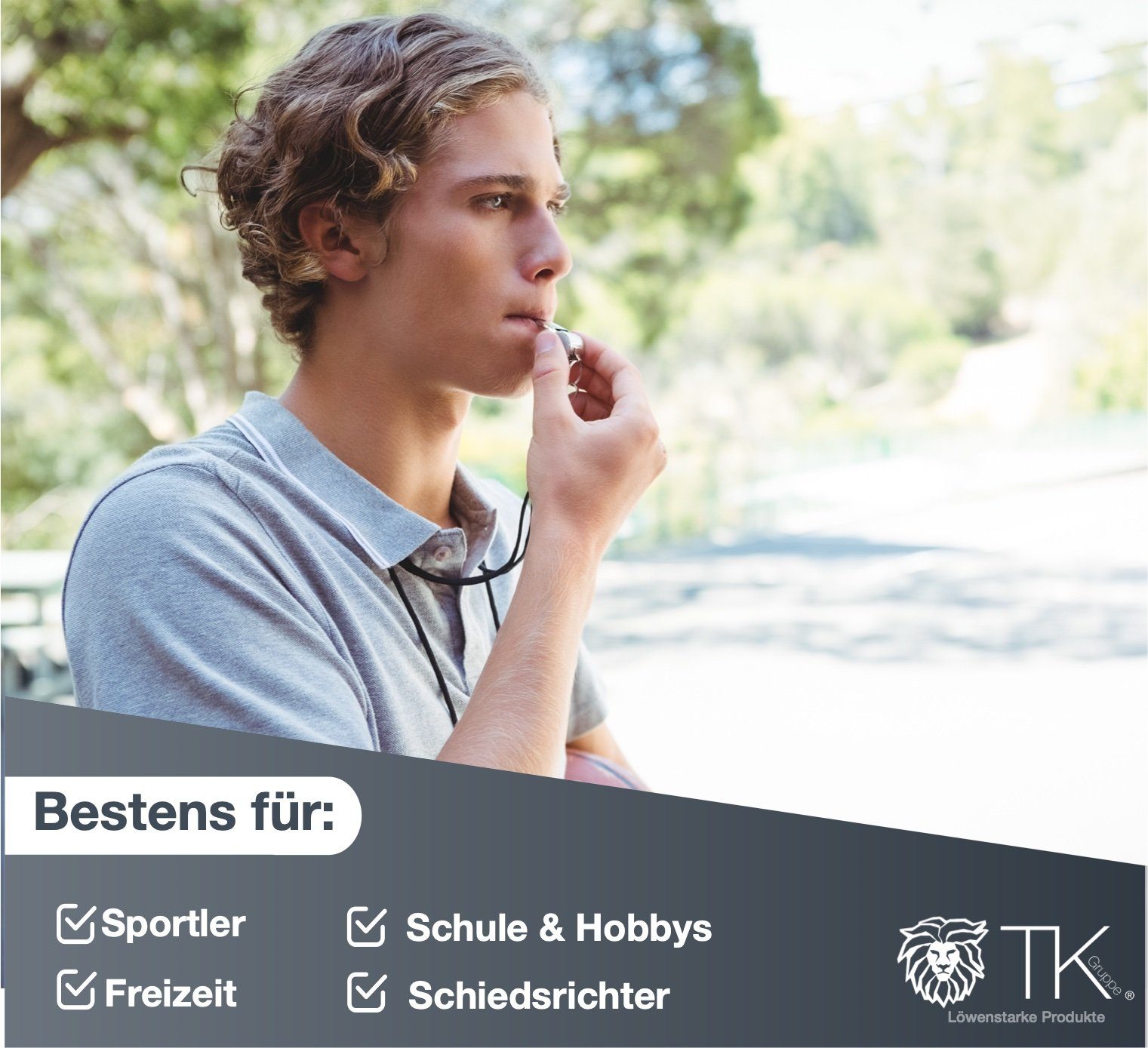 TK Gruppe Trillerpfeife 6er Set Trillerpfeife aus Edelstahl mit Band - Schiedsrichterpfeife, (6-St)