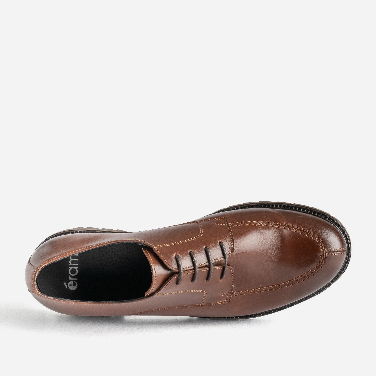 Derby marron éco-conçu en cuir semelle crantée
