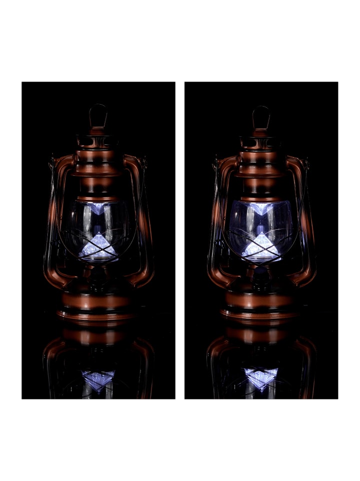 relaxdays 2x Sturmlaterne LED in Kupfer günstig kaufen onesize