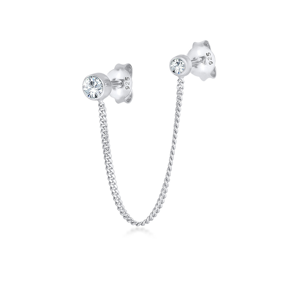Elli Elli Boucles d'Oreilles Boucles d'oreilles doubles pour dames avec cristaux en ar Boucles d'oreilles