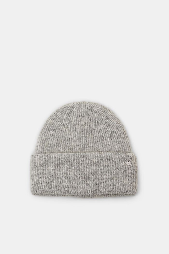 Rippstrick-Beanie aus Wollmix