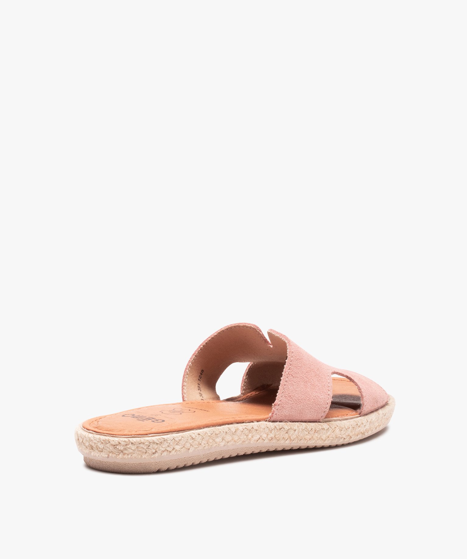 Mules femme à talon plat et bride en cuir retourné rose | GEMO