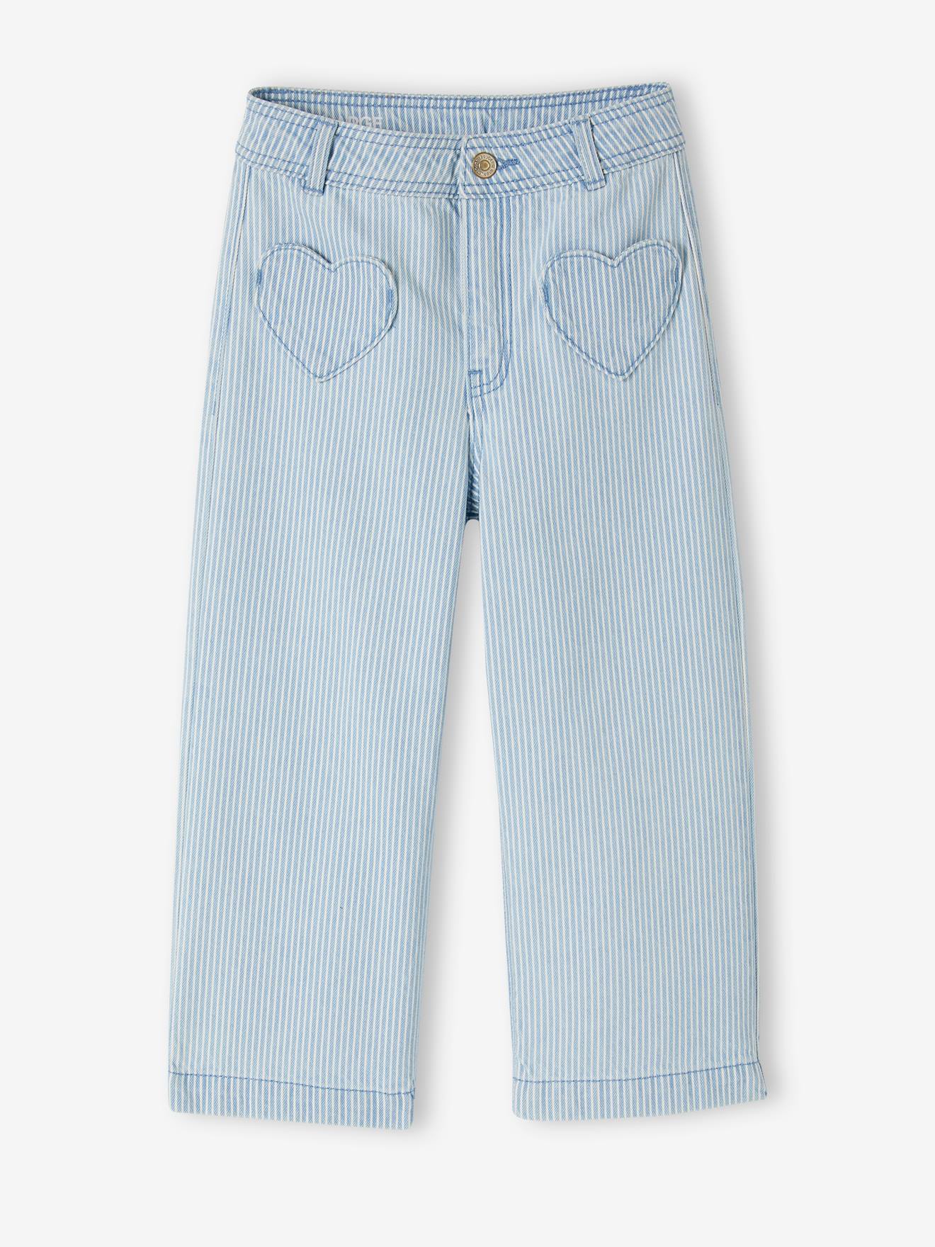 Vertbaudet Weite Mädchen 3/4-Hose - blau gestreift