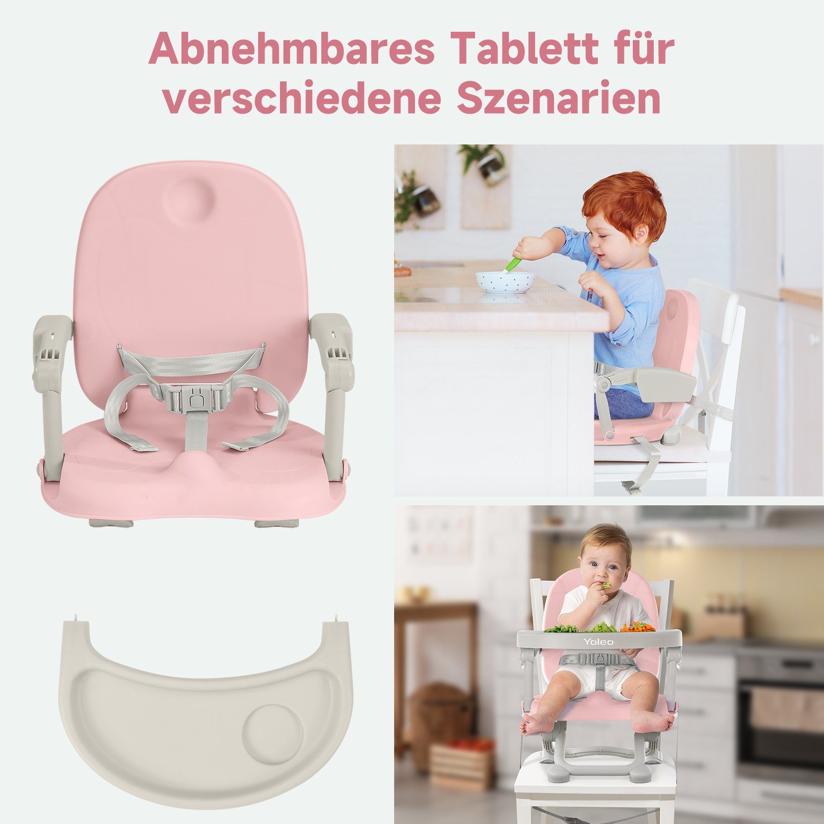 YOLEO Kindersitzerhöhung Sitzerhöhung, Booster Sitz, Tragbar Reisehochstuhl Baby 6-36 Monate, ab: 6 Monate, bis: 3 Jahre, bis: 15,00 kg