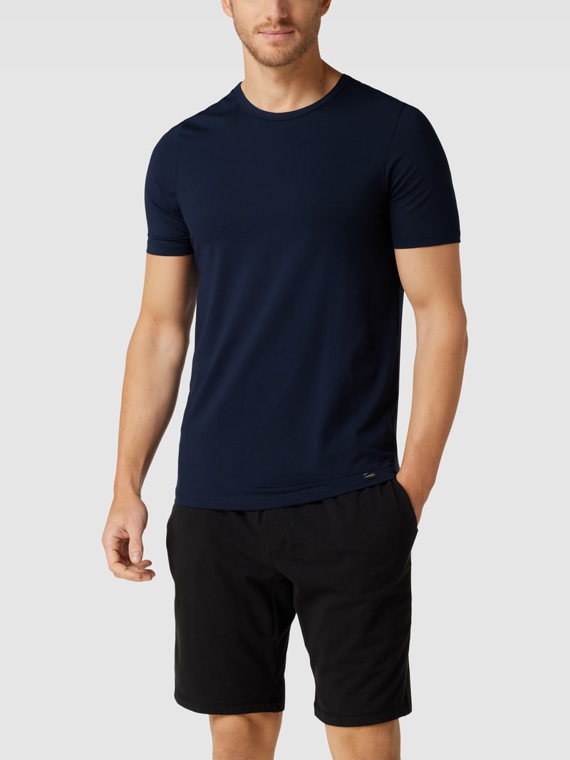 T-Shirt mit Label-Detail im 2er-Pack Modell 'Cotton Essentials' in dunkelblau