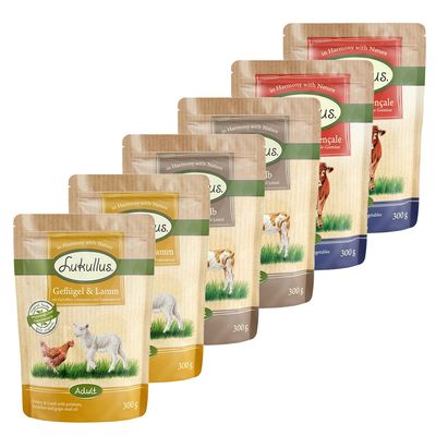 6 x 300 g Lukullus Naturkost Adult getreidefreier Probiermix