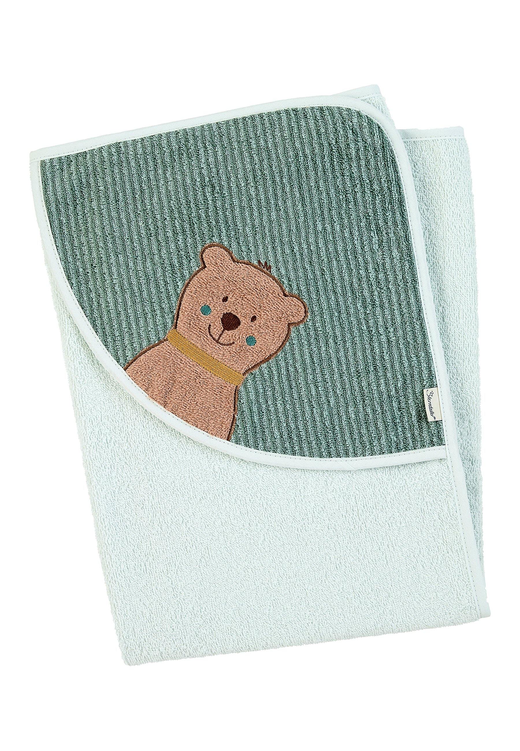 Badetuch 80x80 Bär Ben in Mittelgrün