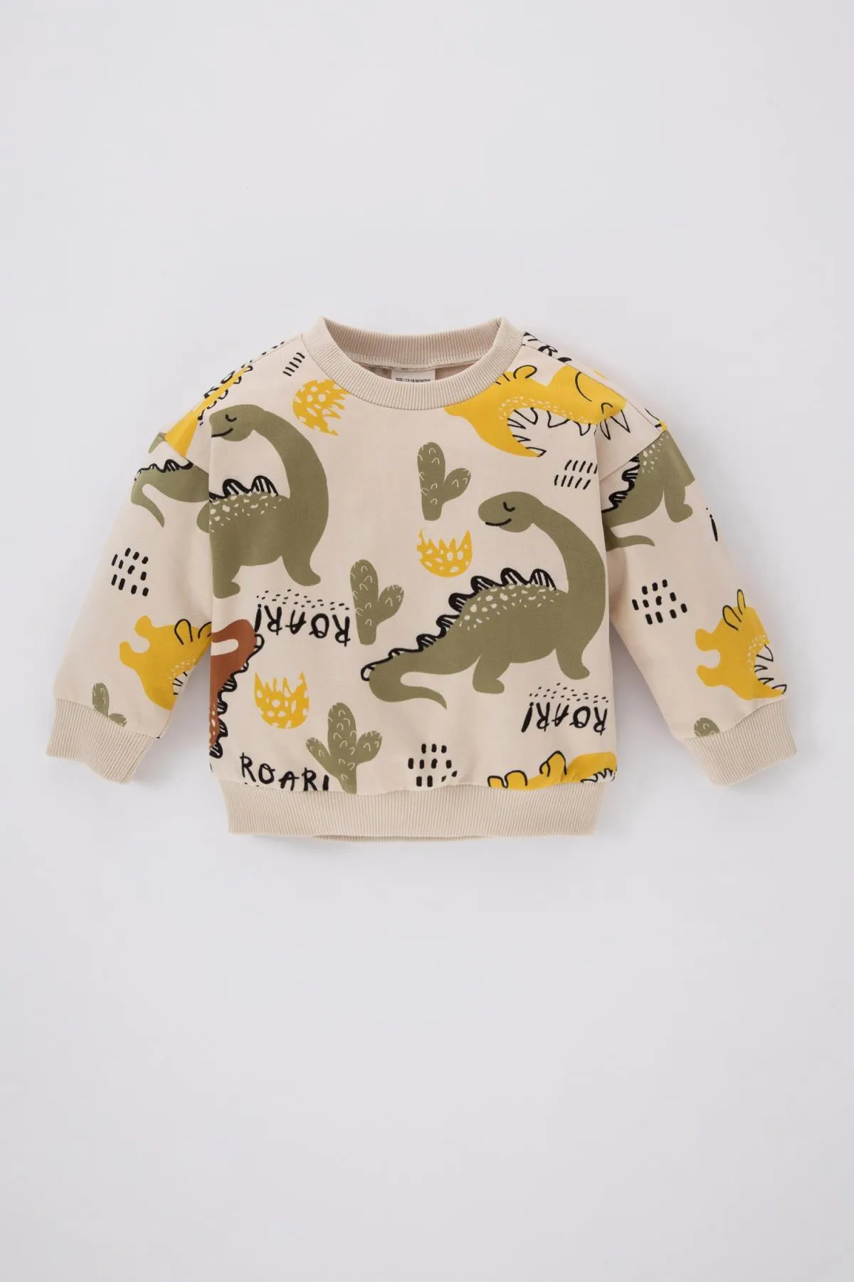 DeFacto  Weiches, flauschiges Sweatshirt mit Dinosaurier-Aufdruck und Rundhalsausschnitt für Babys (Jungen).