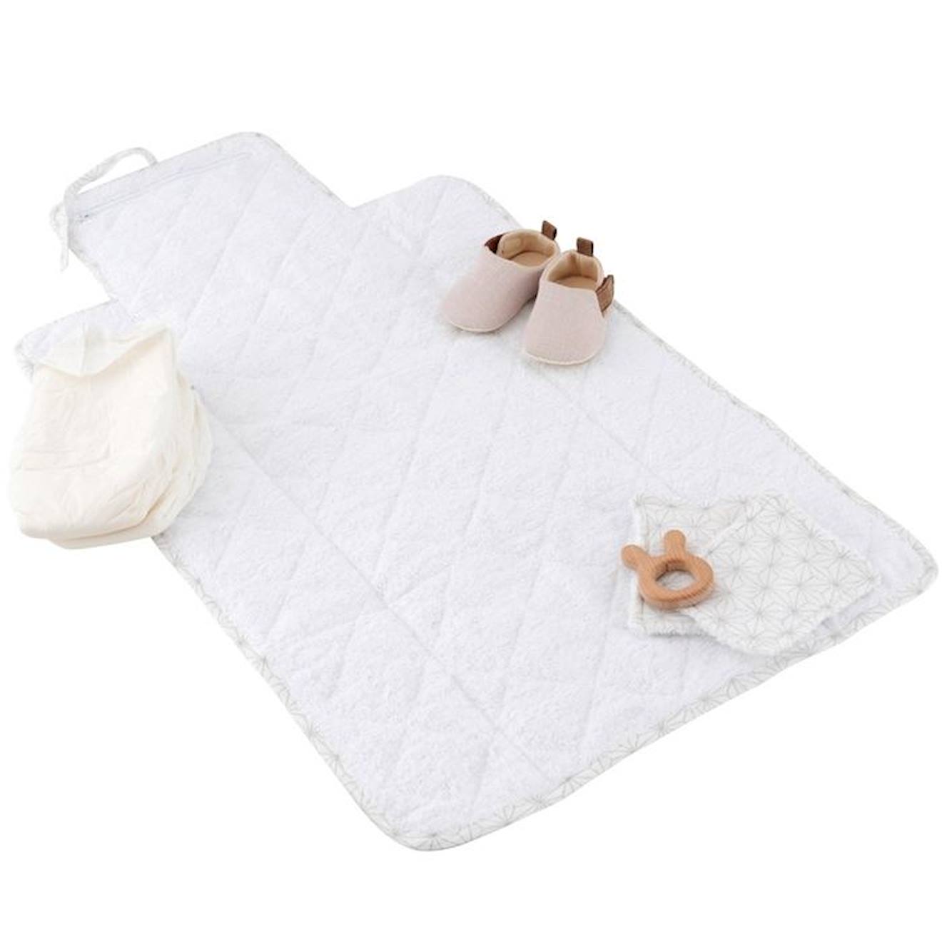 Tapis à langer en coton bio* Pompom beige