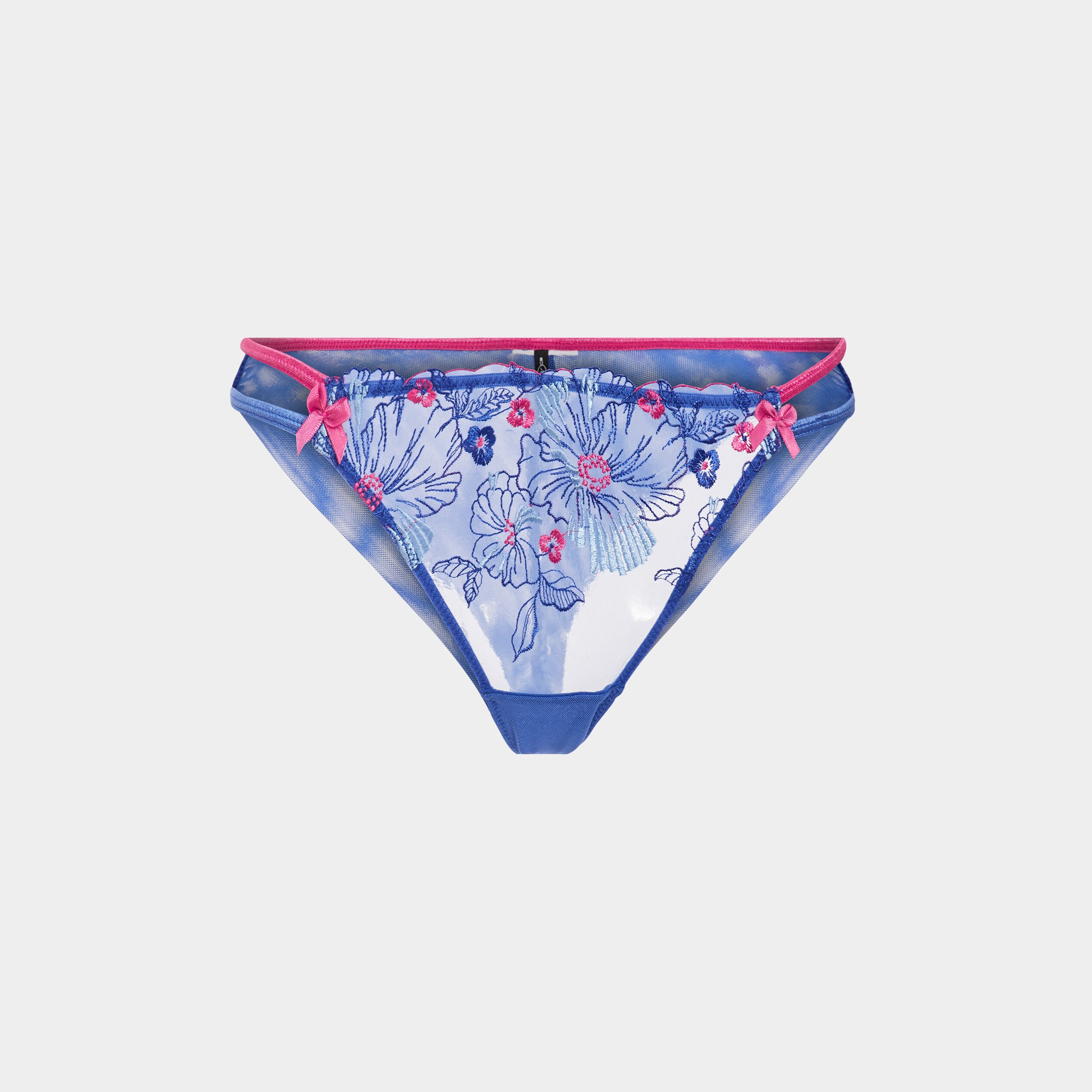 Tanga avec broderie bleu electrique femme | La Halle