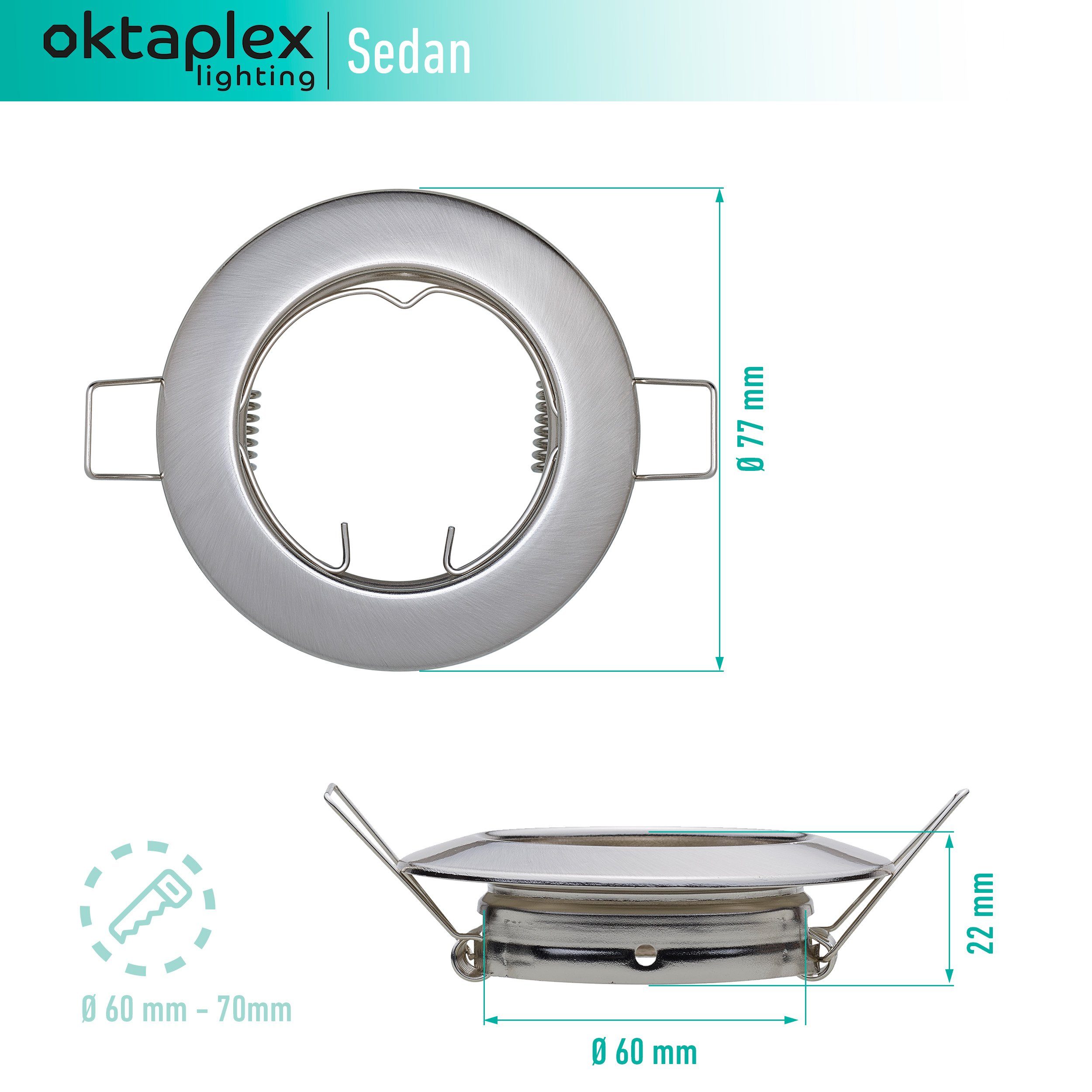 Oktaplex lighting LED Einbaustrahler 3er Set LED Strahler flach inkl. 3er Set LED Module 4,8W 380 Lumen, 3-Step Dimmung, Leuchtmittel wechselbar, warmweiß, 2700 Kelvin 230V silber