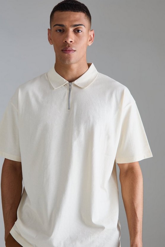 Oversize Poloshirt mit Reißverschluss