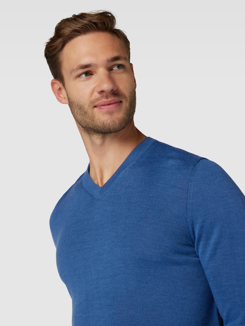 Strickpullover in jeans meliert