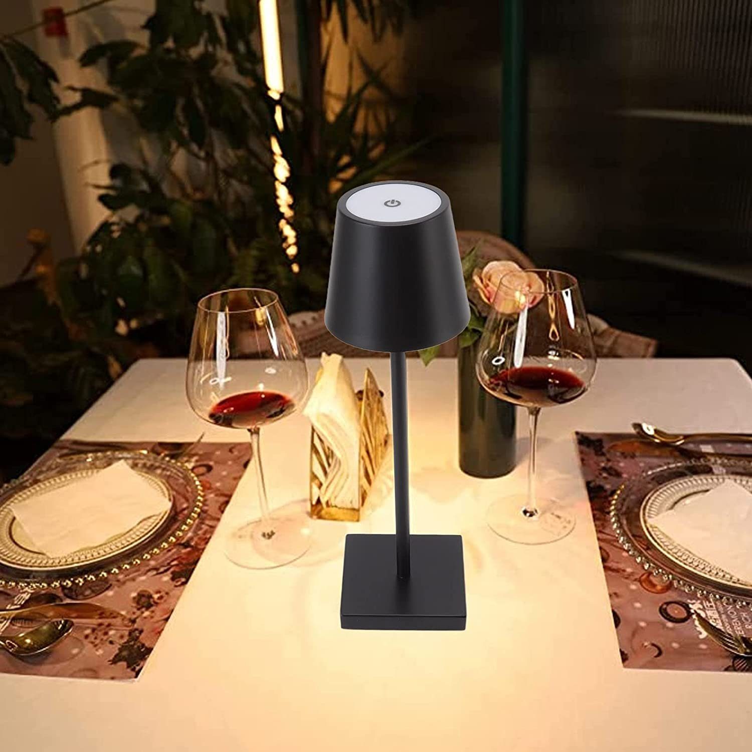 AKKEE LED Tischleuchte Nachttischlampe LED Tischlampe Akku,kabellos IP54 USB Wiederaufladbar, 2 Stück LED Dimmbare Akku Tischleuchte, LED fest integriert, Warmweiß, Tischleuchte Für Innen und Aussen 3000k Warmes Weiß, IP54 Wasserdichte