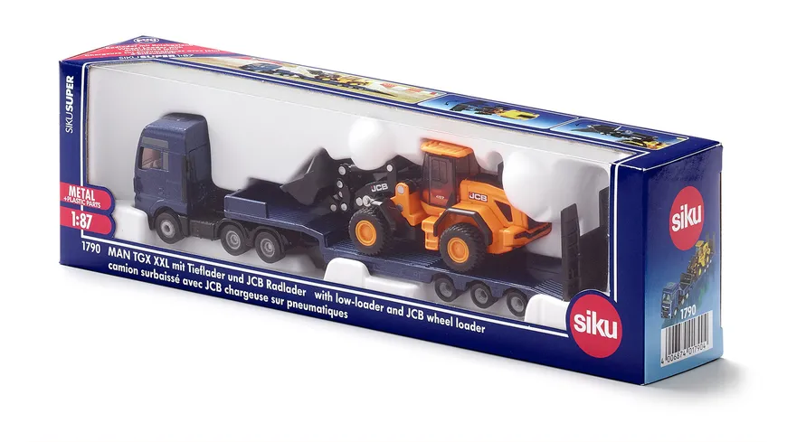 SIKU 1790 Super - MAN LKW mit Tieflader und JCB Radlader