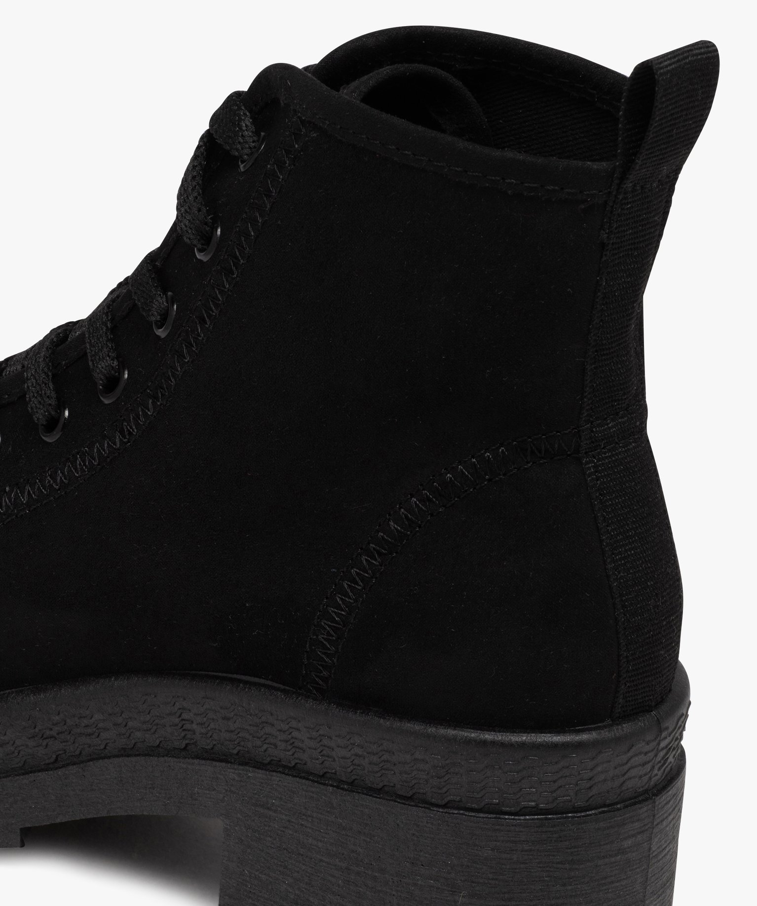 Tennis femme mid-cut en toile unie à talon et semelle crantée noir | GEMO