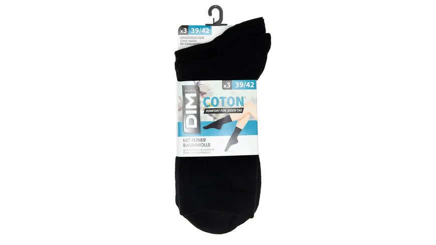 DIM Damen Socken aus Baumwolle 3er Pack noir