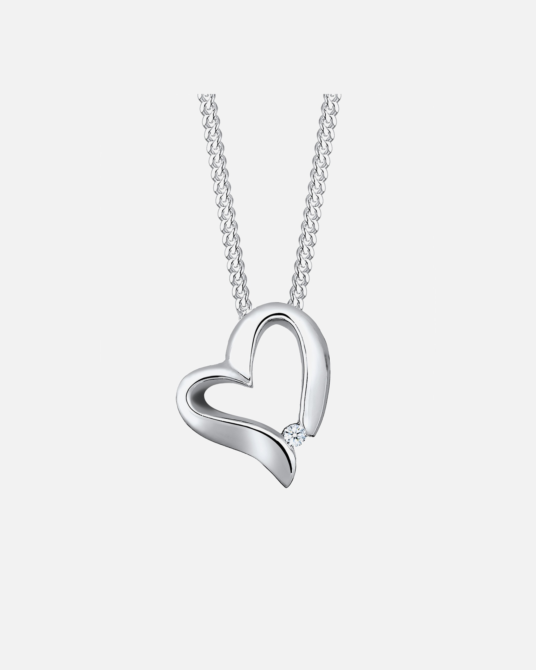 Colgante de corazón curvo para mujer de Elli DIAMONDS con diamante (0,015 ct.) en plata de ley 925.