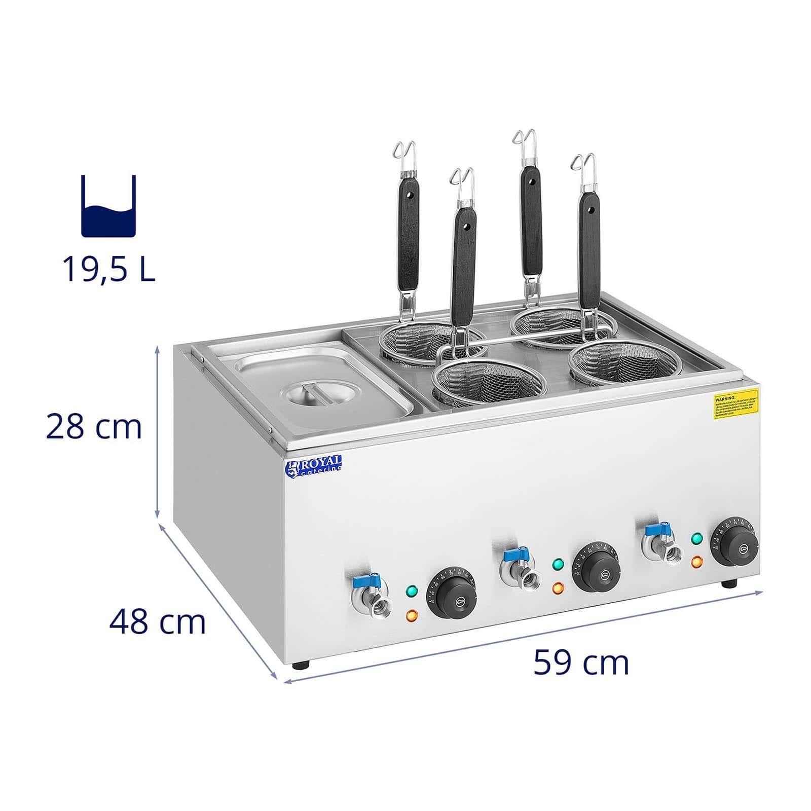 Royal Catering Nudelmaschine Nudelkocher mit 4 Körben Pastakocher Pasta-Station GN 1/3 Behälter 30, 3,000 W