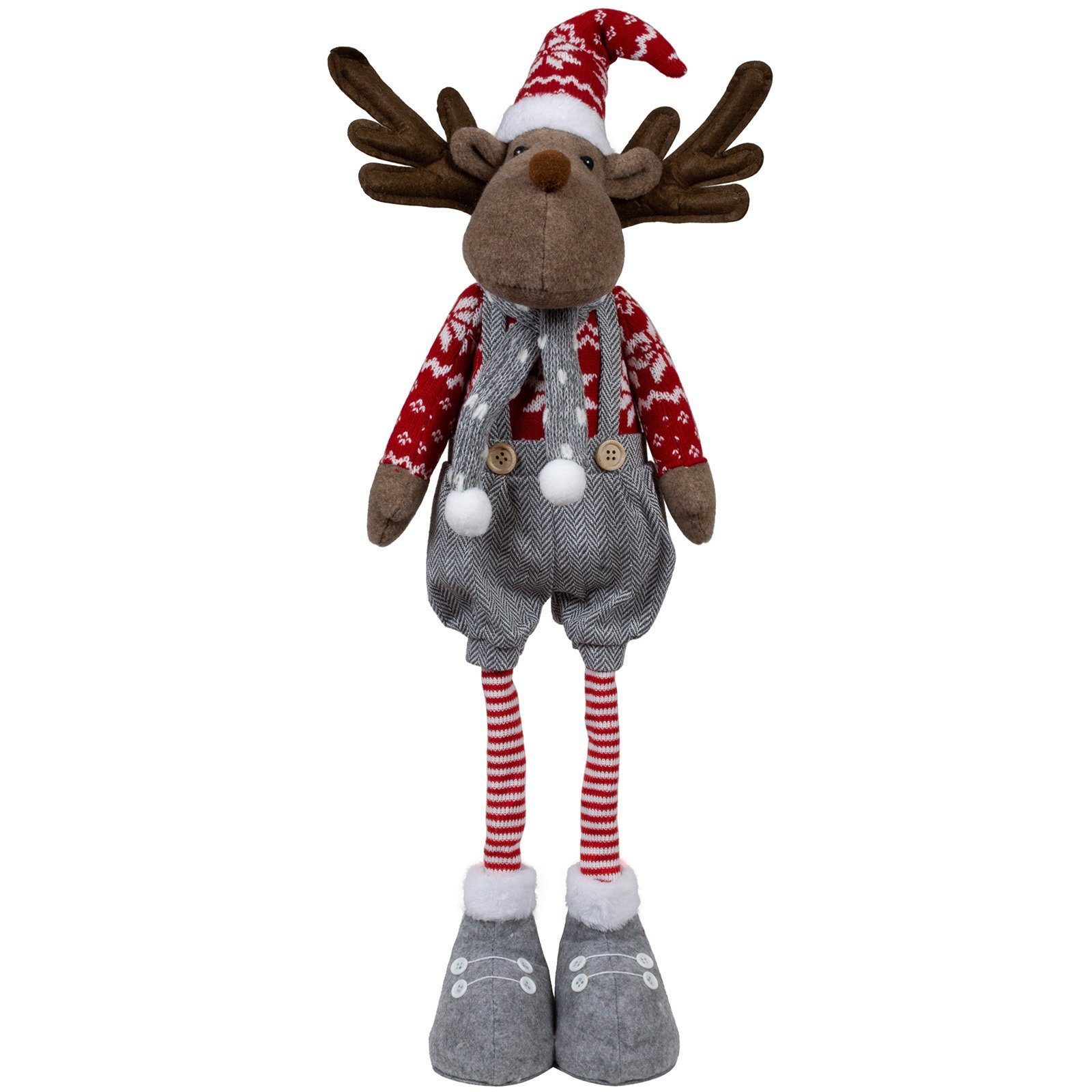 Christmas Paradise Weihnachtsfigur Elch 60cm (72cm) stehend, XL (Dekofiguren, 2 St., im Set), Weihnachten, Rentier, grau-rot
