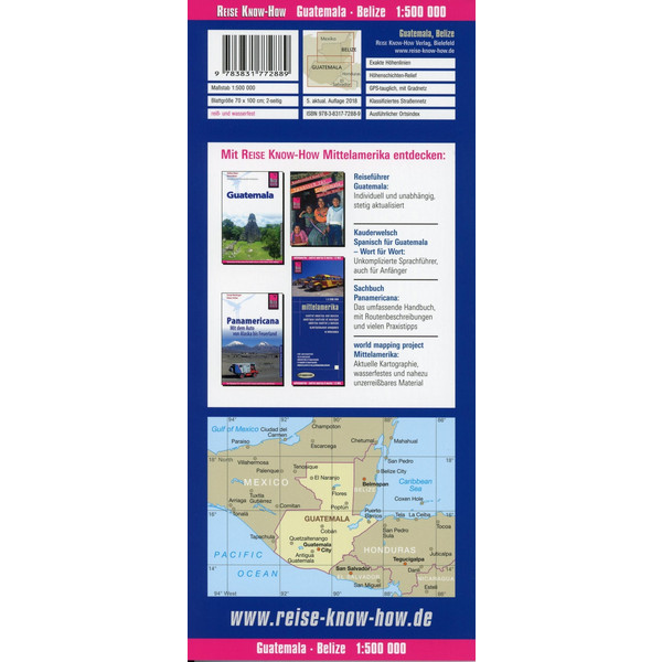 Reise Know-How Landkarte Guatemala, Belize 1 : 500 000 - Straßenkarte