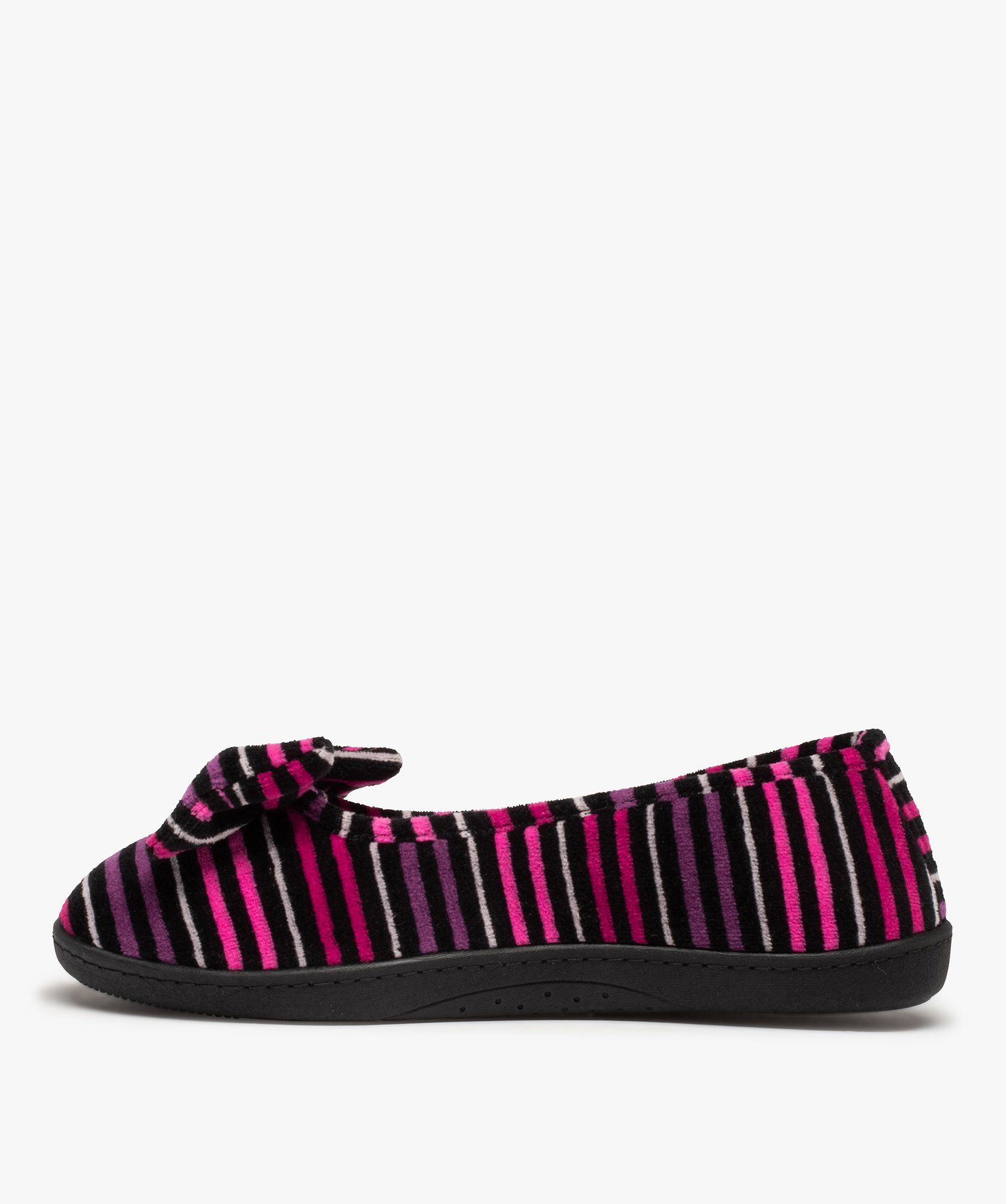 Chaussons femme ballerines rayées en velours - Isotoner raye | GEMO