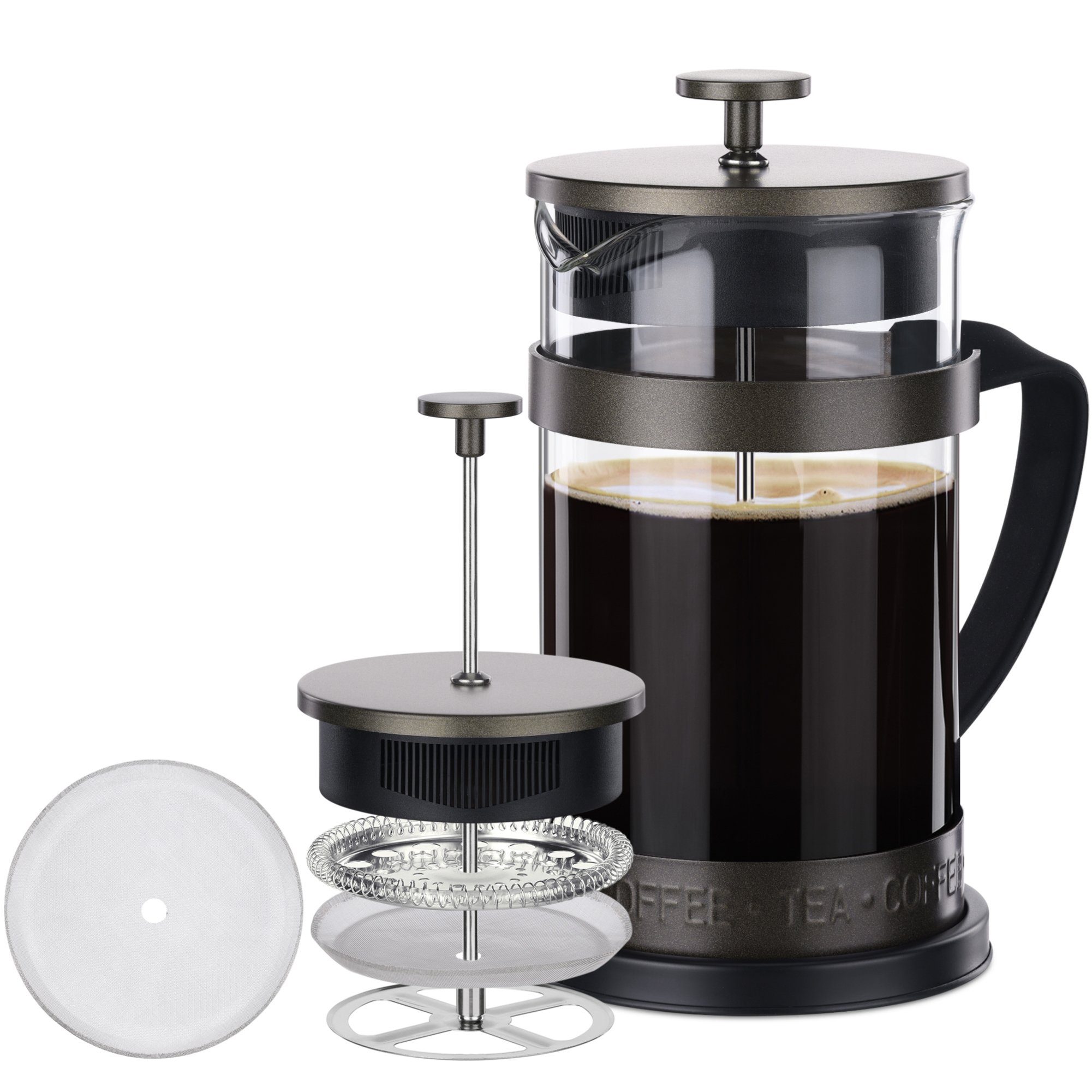 Navaris French Press Kanne French Press Kaffeebereiter mit Edelstahl Filter - 1000ml Stempelkanne