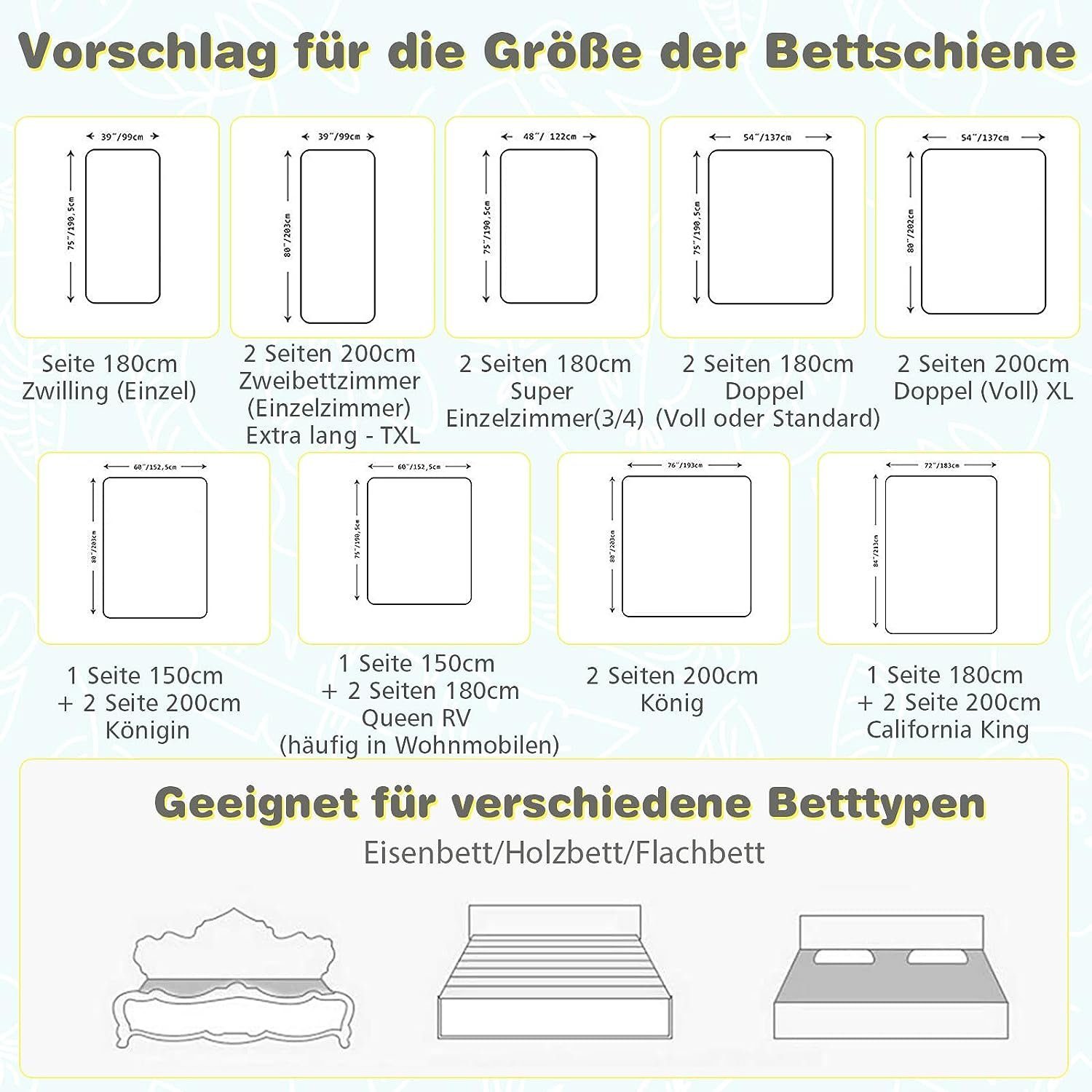 KOMFOTTEU Bettschutzgitter Babybettgitter, für Matratzen 5-30 cm