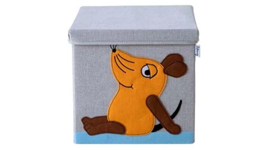 Lifeney Aufbewahrungsbox mit Deckel Die Maus 30x30x30cm blau, grau, orange