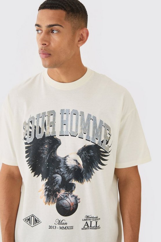 Oversize T-Shirt mit Adler-Print