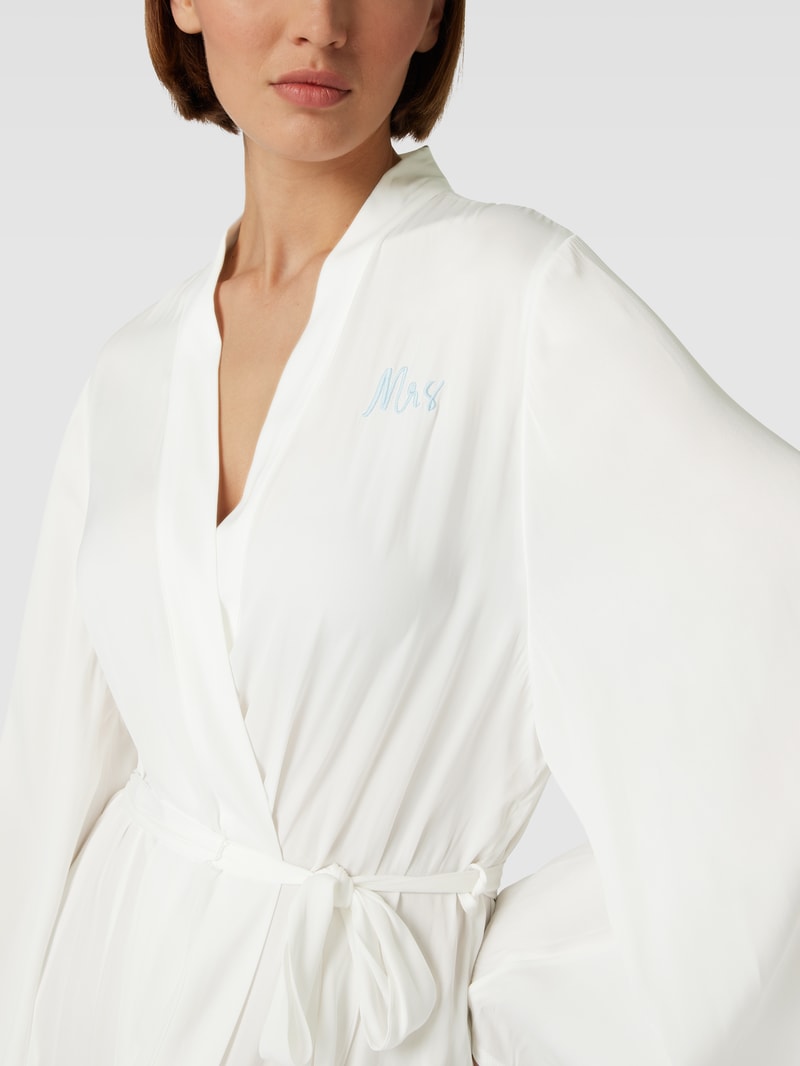 Morgenmantel mit Motiv-Stitching Modell 'CHARMEUSE' in offwhite