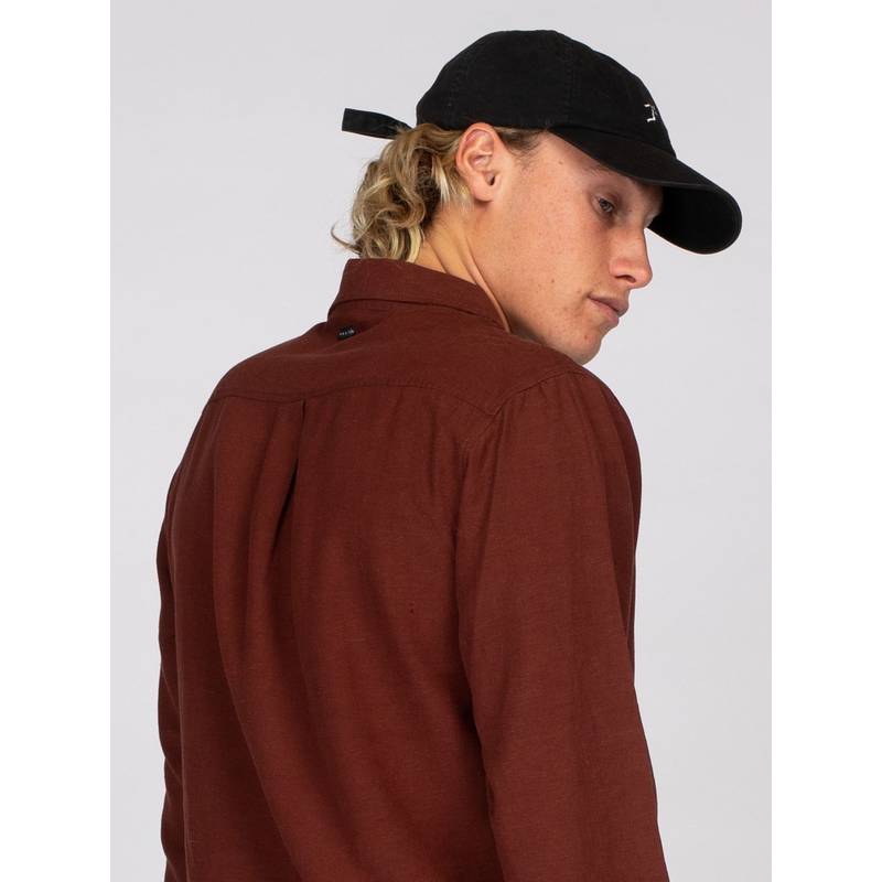 RUSTY OVERTONE LONG SLEEVE LINEN SHIRT Langarmhemd Herren