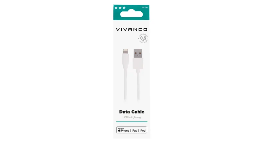 Vivanco Charging Cable, Lightning Daten- u. Ladekabel, 0,5m