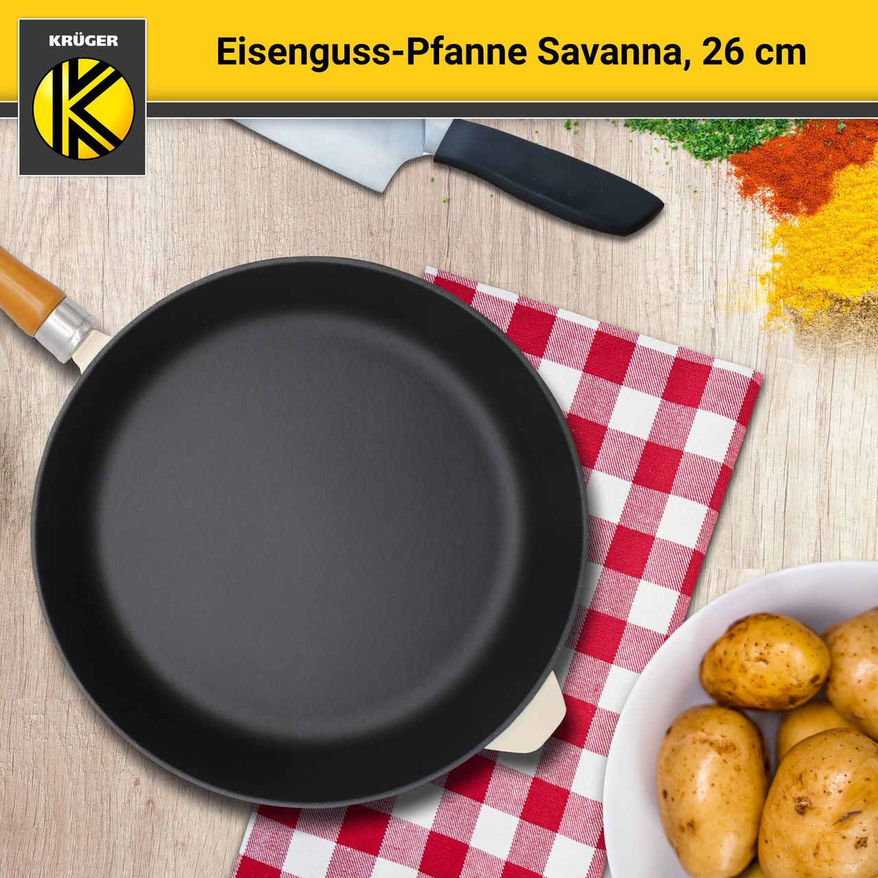 Karl Krüger Eisenguss Pfanne SAVANNA, 26 cm
