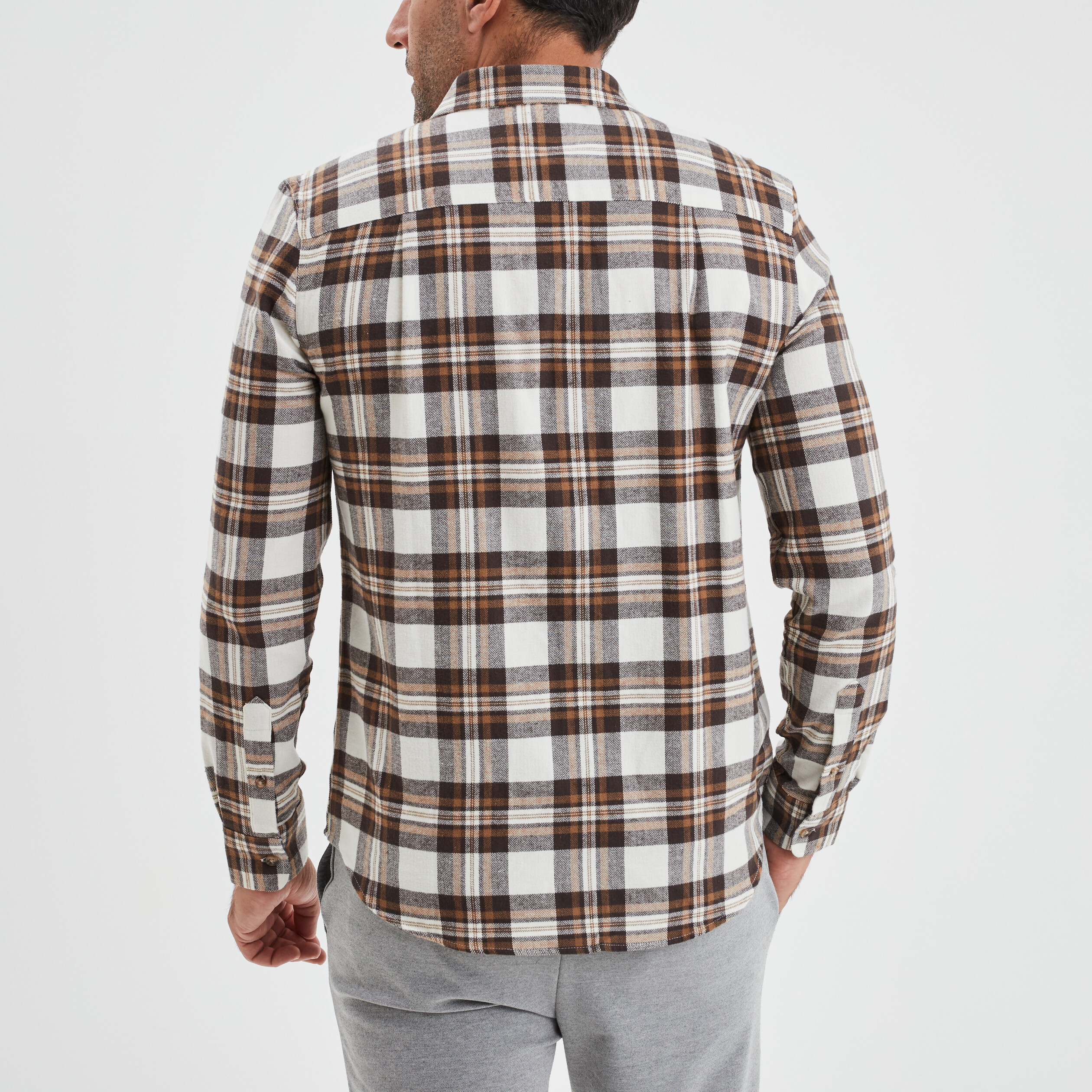 Chemise manches longues droite beige homme | La Halle