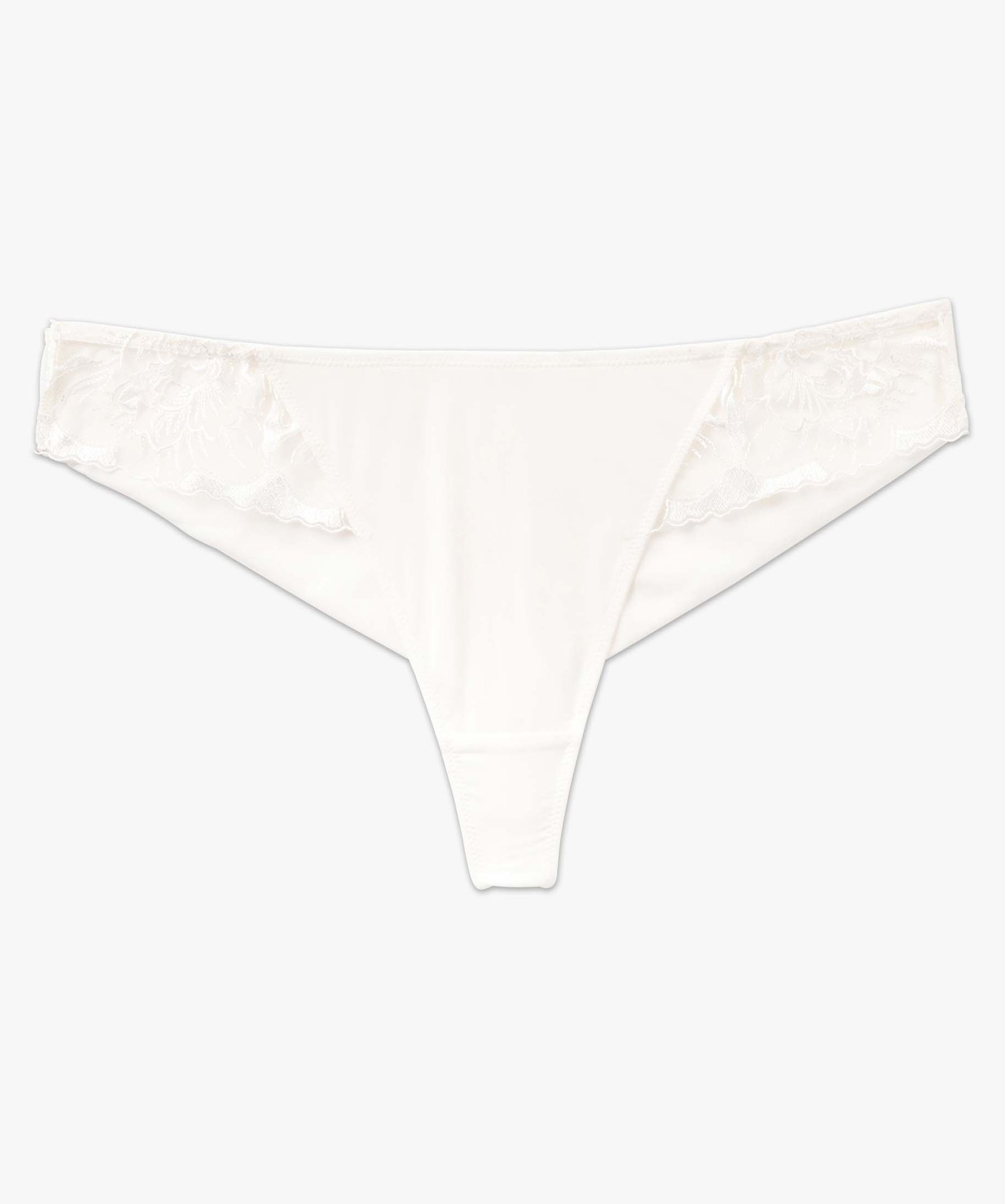Tanga femme en microfibre et dentelle blanc | GEMO