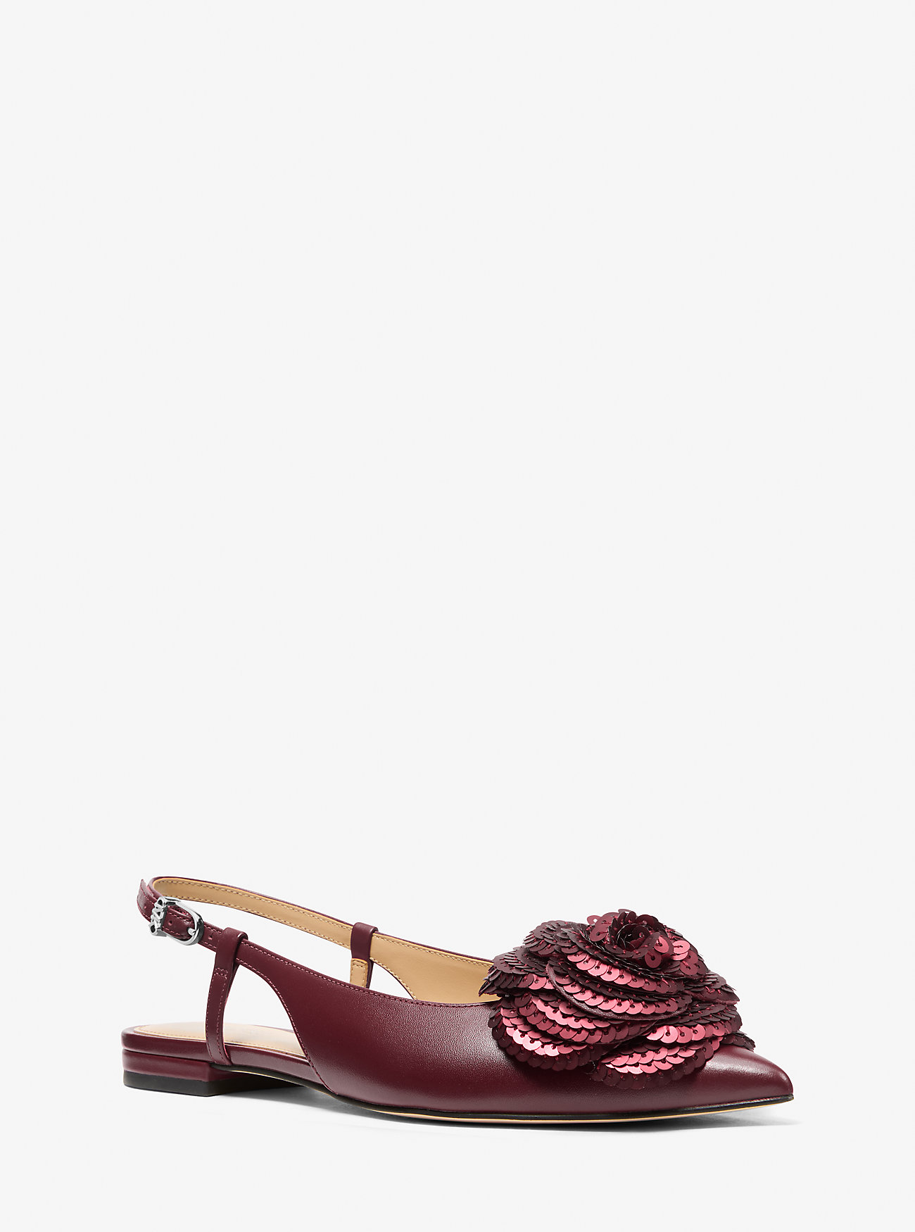 Elodie utsmykket skinn slingback flat - OXBLOOD