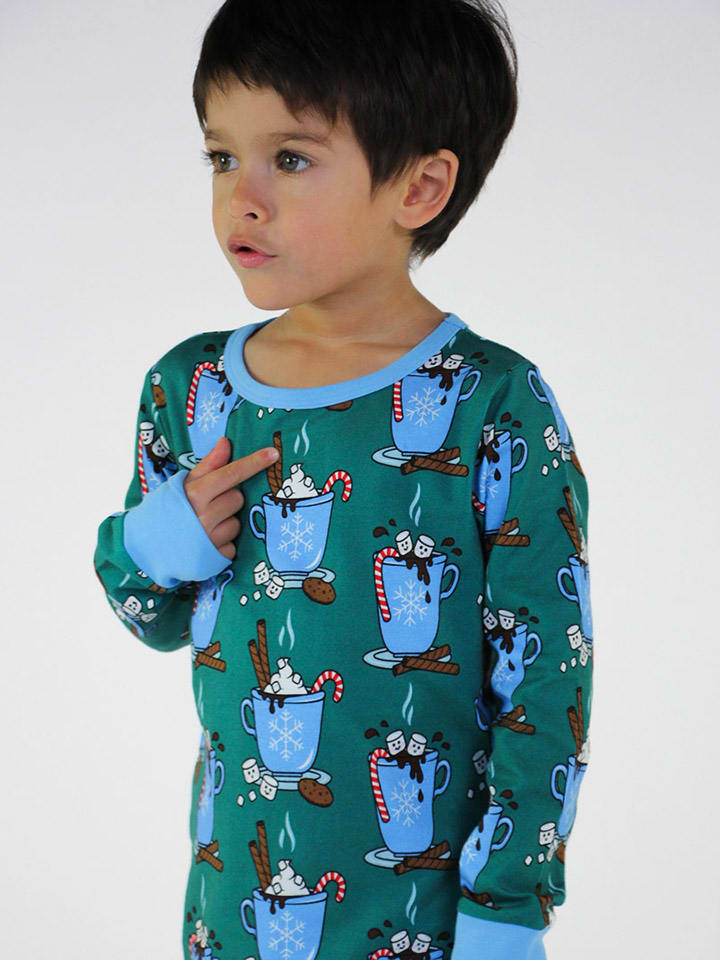 Småfolk Pyjama in Grün/ Blau günstig kaufen