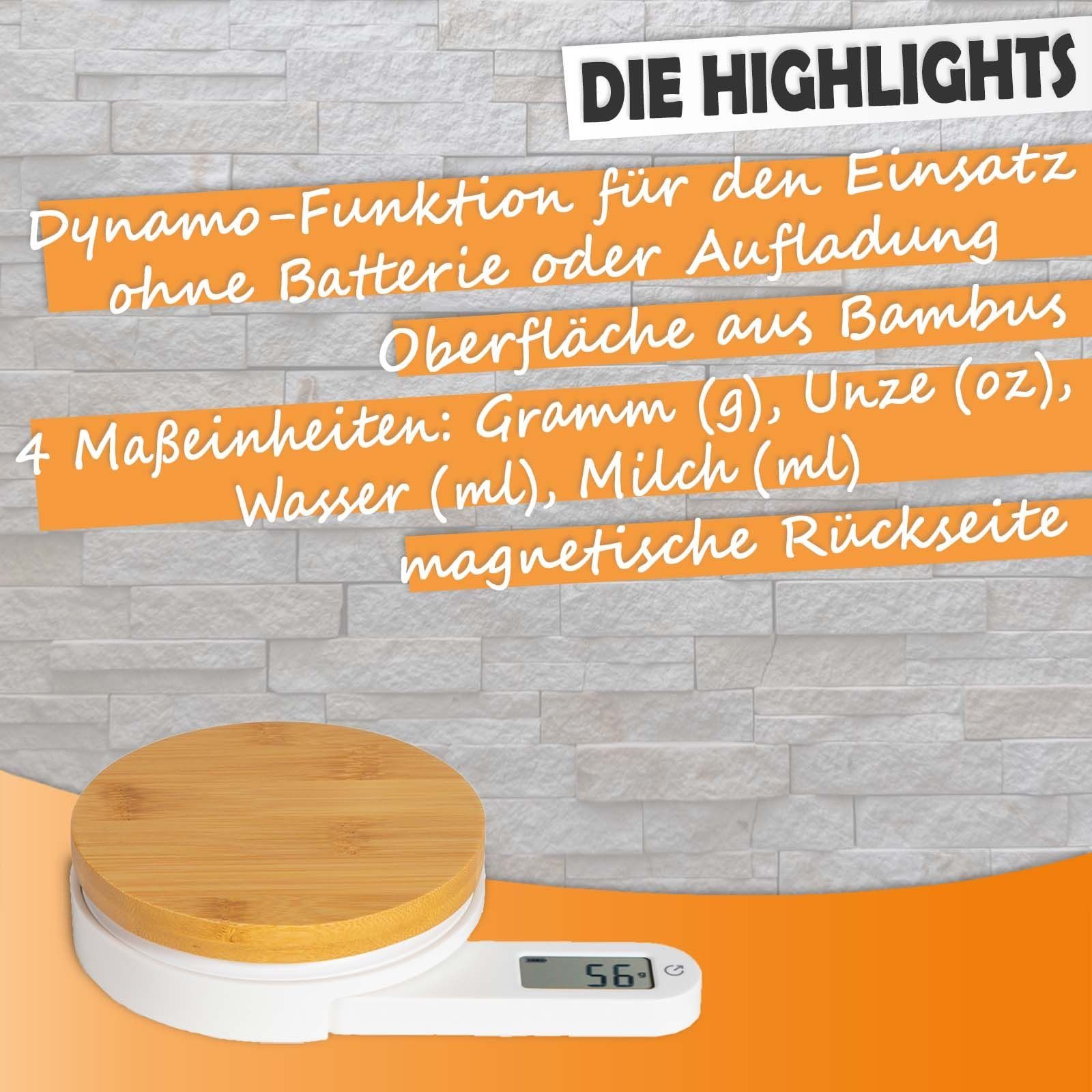 LIVOO Küchenwaage LIVOO Küchenwaage Digitalwaage aus Bambus LCD-Display Tara-Funktion