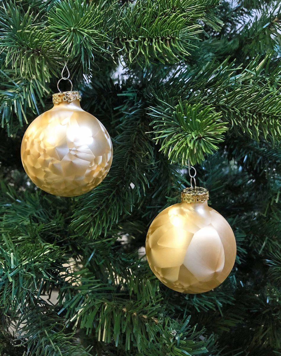 Thüringer Glasdesign Christbaumschmuck JACK 12x Glas Eislack Christbaumkugeln 6cm Thüringer Weihnachtskugeln, echt Glas, teilweise Handarbeit, inkl. praktischer Aufbewahrungsbox