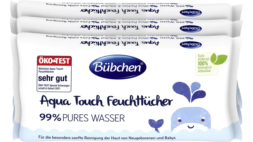 BÜBCHEN Aqua Touch Feuchttücher Multipack 3x48 Stück