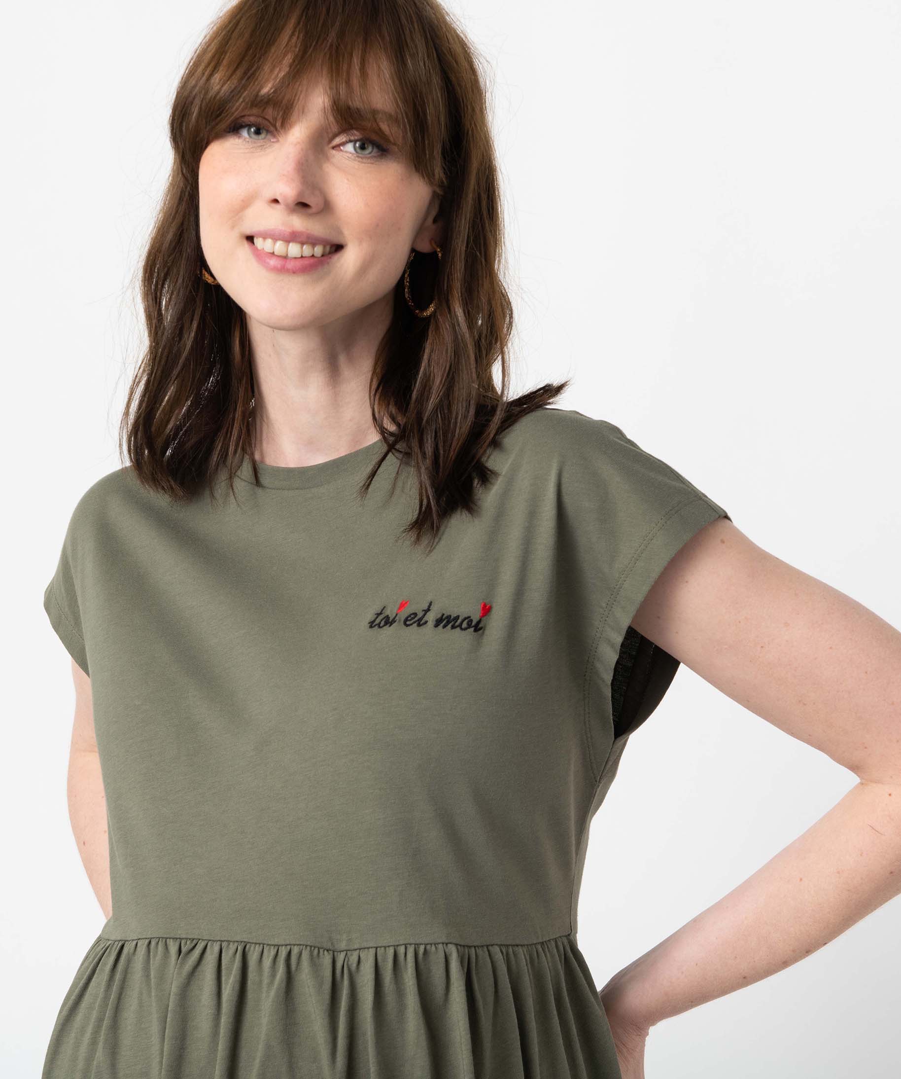 Tee-shirt de grossesse avec large volant dans le bas imprime | GEMO