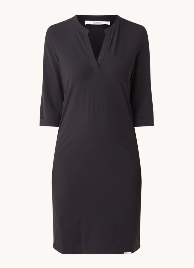 Robe courte Penn & Ink Jill à col en V et manches trois-quarts